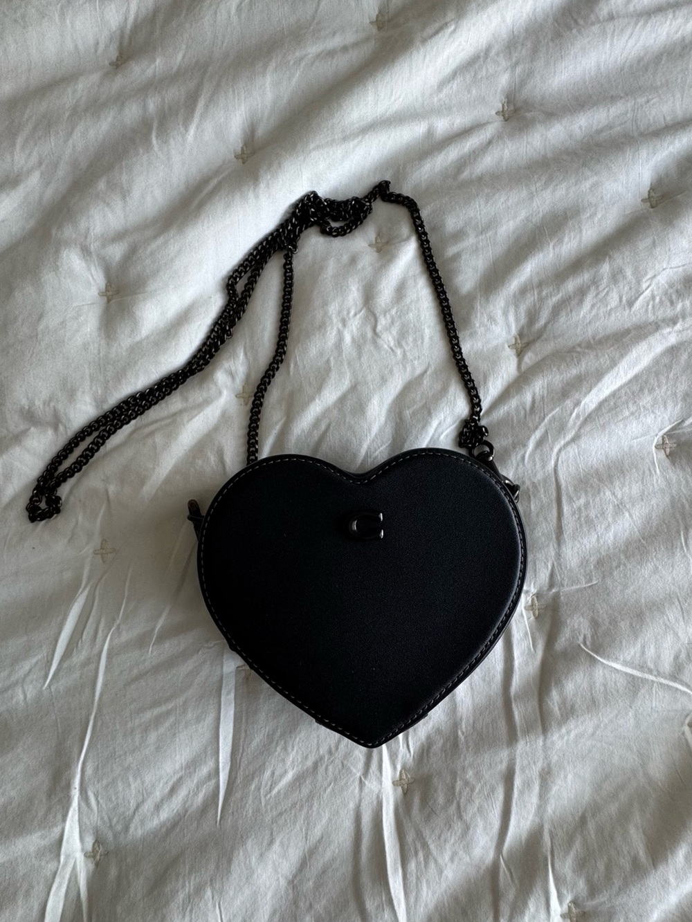 NWOT Coach Black Heart-Shaped Crossbody Bag